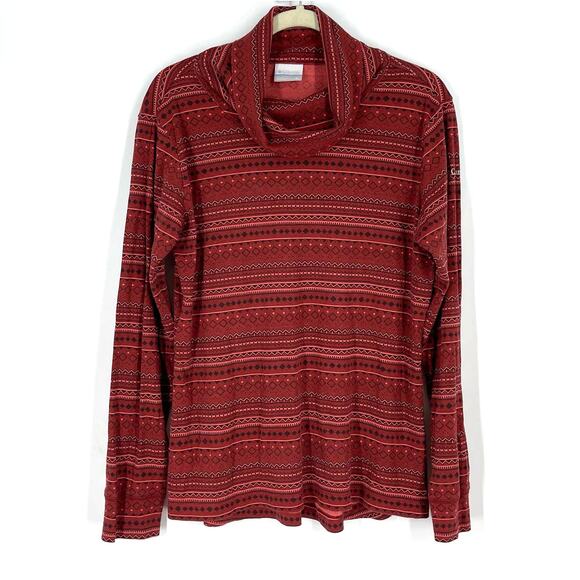 Columbia Cotton Turtleneck Shirt Burgundy Red Size XL - Picture 1 of 7